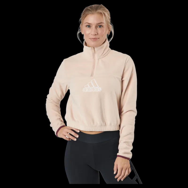 adidas Brand Love Polarfleece Half-Zip Sweatshirt Halo Blush / White / Victory Crimson Beige Online