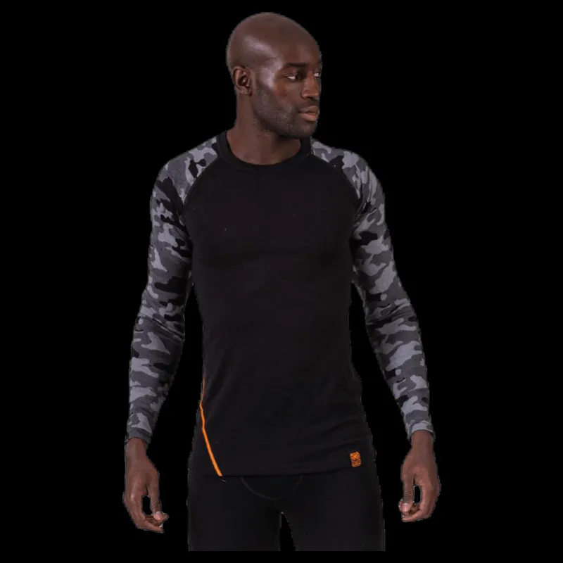 New Bula Camo Merino Wool Crew Black Svart