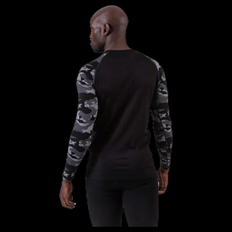 New Bula Camo Merino Wool Crew Black Svart