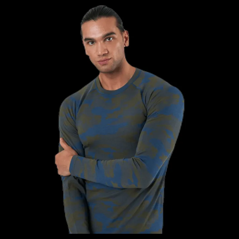 Bula Camo Merino Wool Crew Blue/Green Blå och Grön Clearance