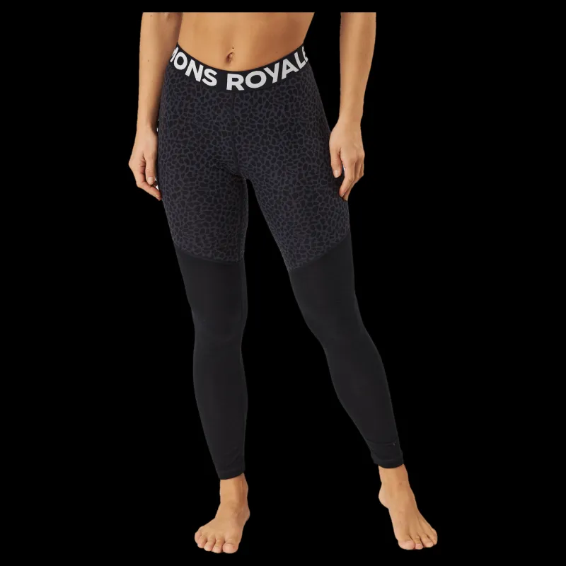 Mons Royale Cascade Merino Flex 200 Leggin Arctic Leopard Svart Outlet