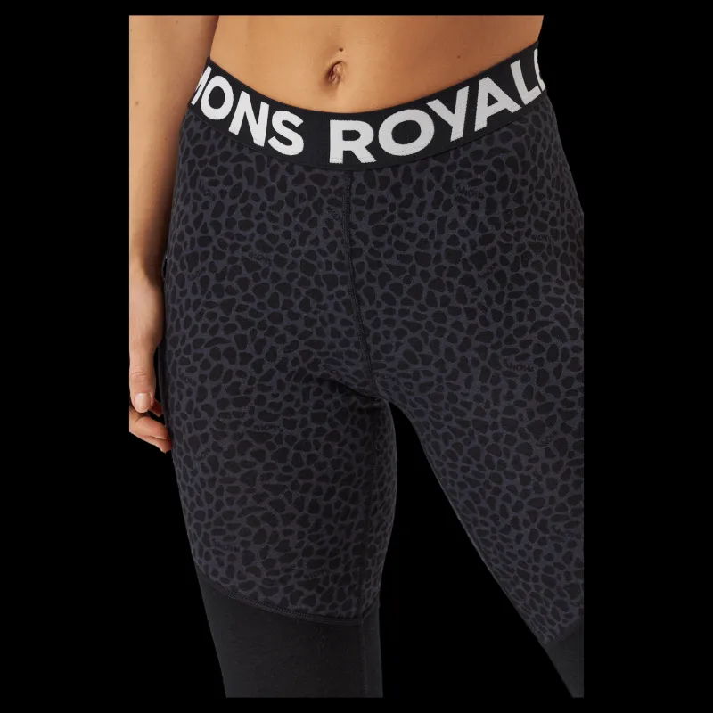 Mons Royale Cascade Merino Flex 200 Leggin Arctic Leopard Svart Outlet