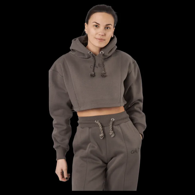 Hot Gavelo Chill Lounge Cropped Hoodie Taupe Brun