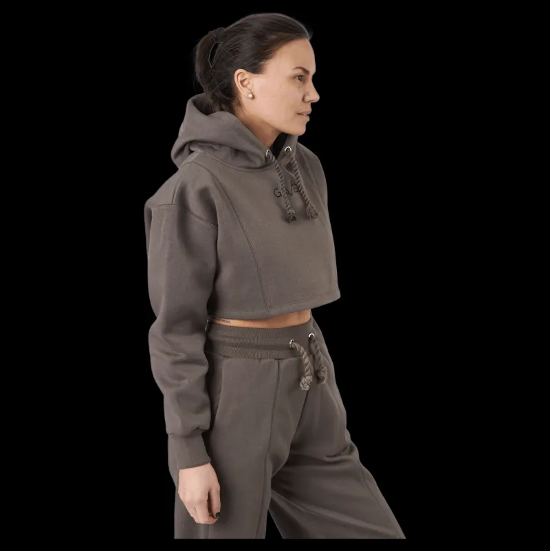 Hot Gavelo Chill Lounge Cropped Hoodie Taupe Brun