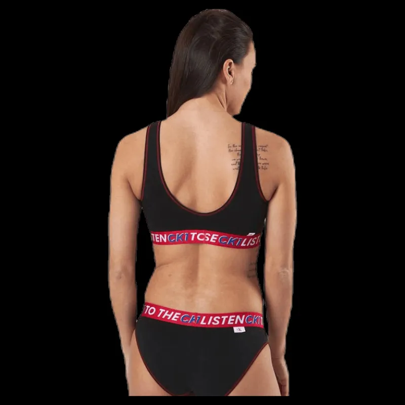 New Calvin Klein Ck One Listen Unlined Bralette Black/Red Svart och Röd