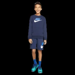 Hot Nike Club Fleece Shorts Junior Blue/White Blå