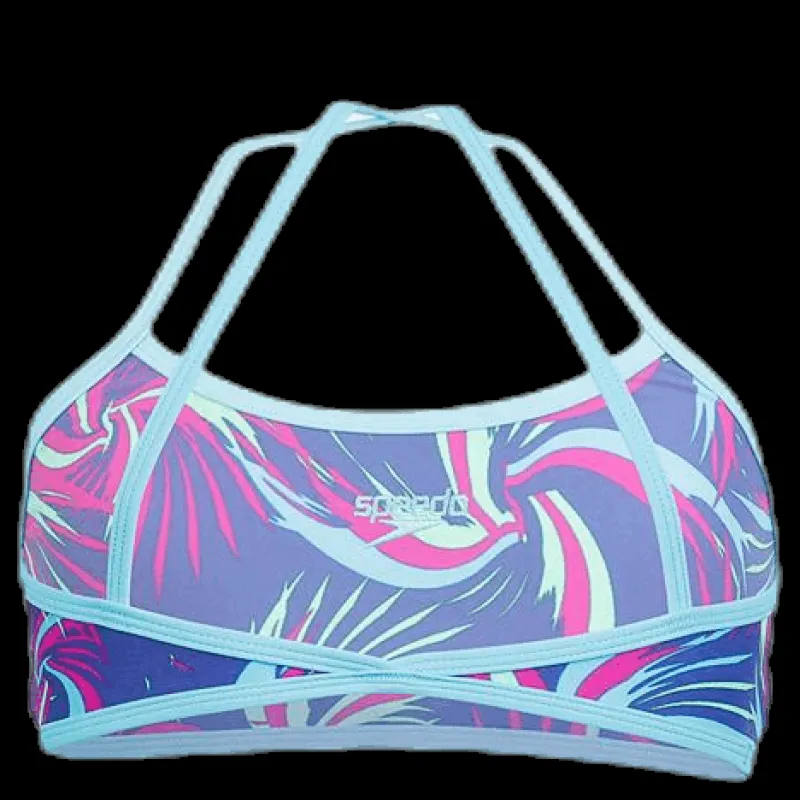 Clearance Speedo Colour Melt Allover Crop 2 Piece Blue Blå