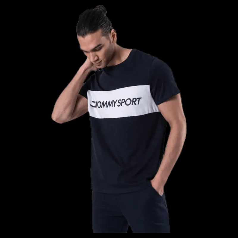 Tommy Hilfiger Sport Colourblock Logo Top Blue Blå Best