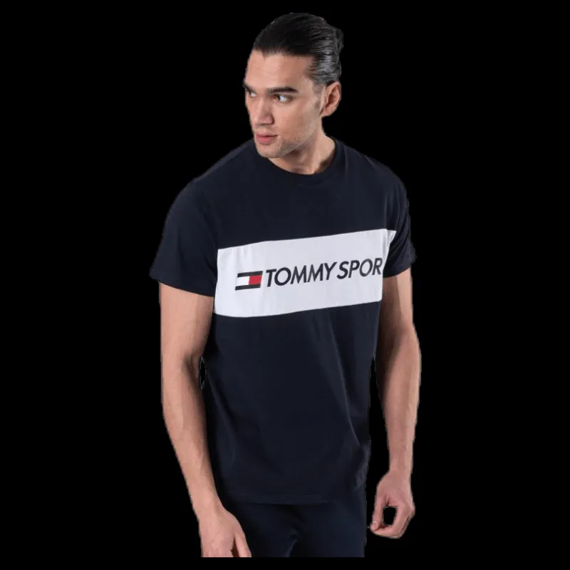 Tommy Hilfiger Sport Colourblock Logo Top Blue Blå Best