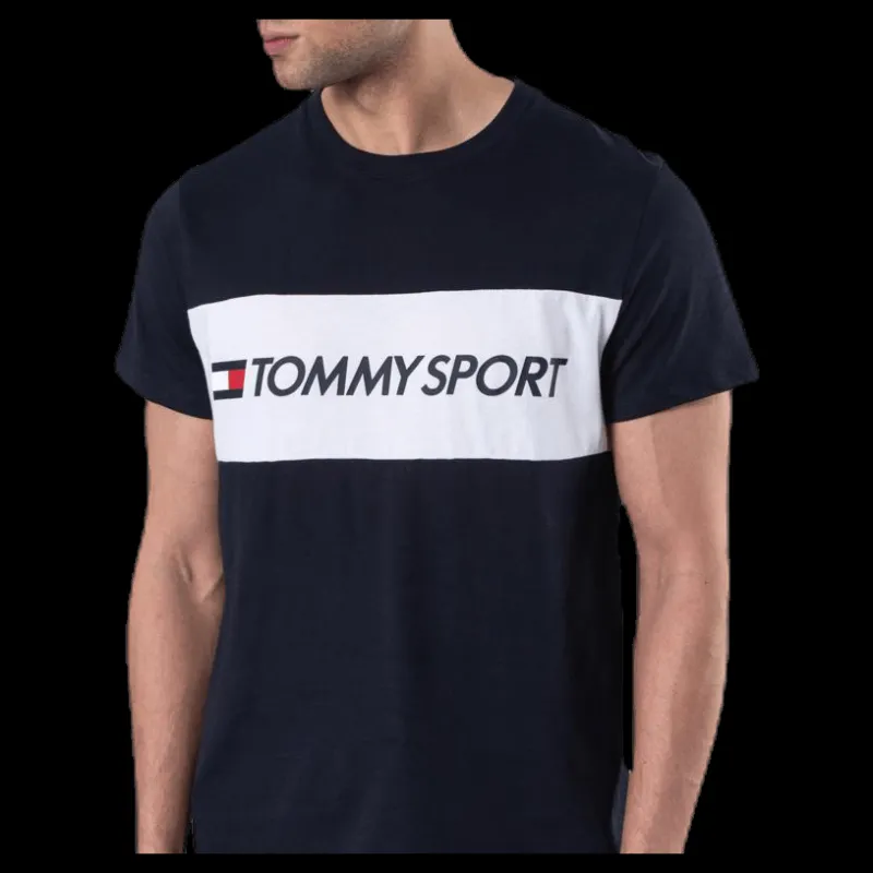 Tommy Hilfiger Sport Colourblock Logo Top Blue Blå Best
