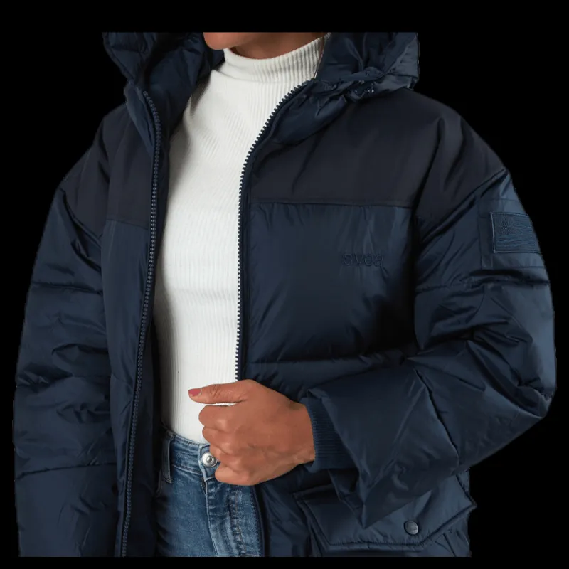 Svea Comfy Puffer Coat Blue Hot