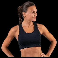 Hot Stay in place Compression Sports Bra Black Svart