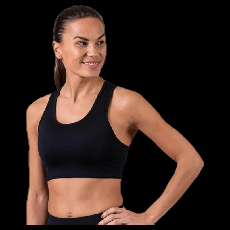 Stay in place Compression Sports Bra C/D Black Svart Hot