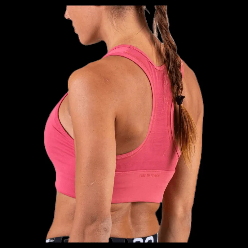 Stay in place Compression Sports Bra Pink Rosa Clearance