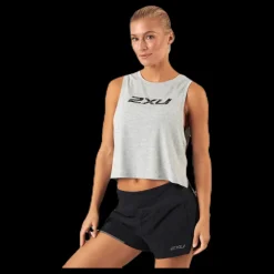 Online 2XU Contender Crop Tank-W Grey Grå