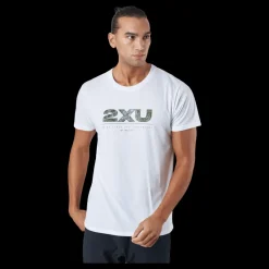 2XU Contender Tee White/trailscape Vit Clearance