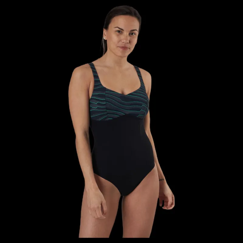 Clearance Speedo ContourLustre Printed Black/Grey Svart och Grå