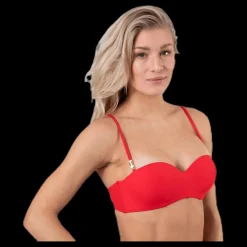 New Calvin Klein Core Solid Structured Bandeau Red Röd
