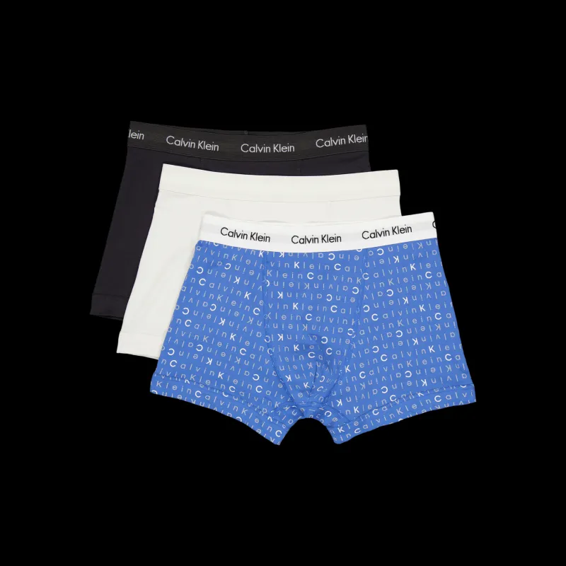 New Calvin Klein Cotton Stretch Trunk 3pk Multi Blå