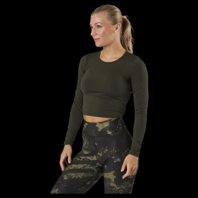 Casall Crop Long Sleeve Forest Green Svart Clearance