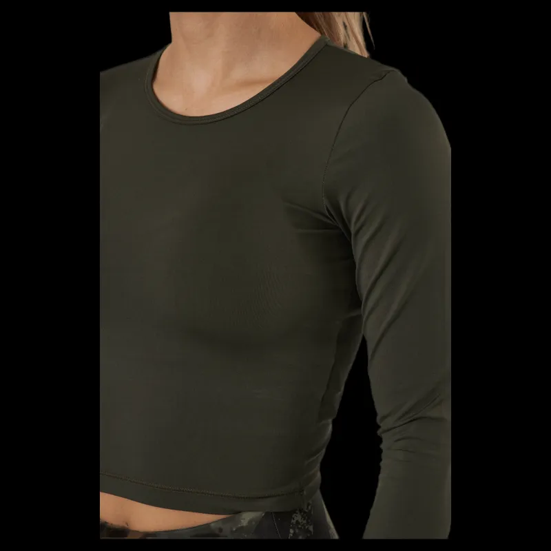 Casall Crop Long Sleeve Forest Green Svart Clearance