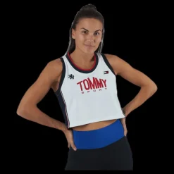 Sale Tommy Hilfiger Sport Crop Tommy Tank Top Blue/White Blå och Vit