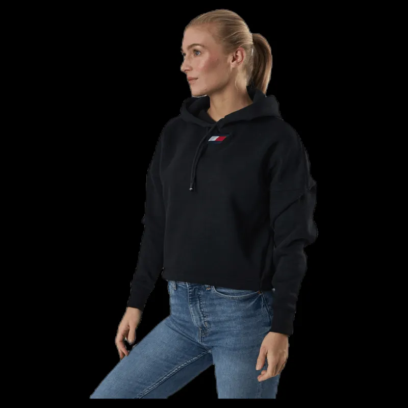 Tommy Hilfiger Sport Cropped Hoody Flag Logo Black Svart Best