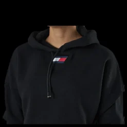 Tommy Hilfiger Sport Cropped Hoody Flag Logo Black Svart Best