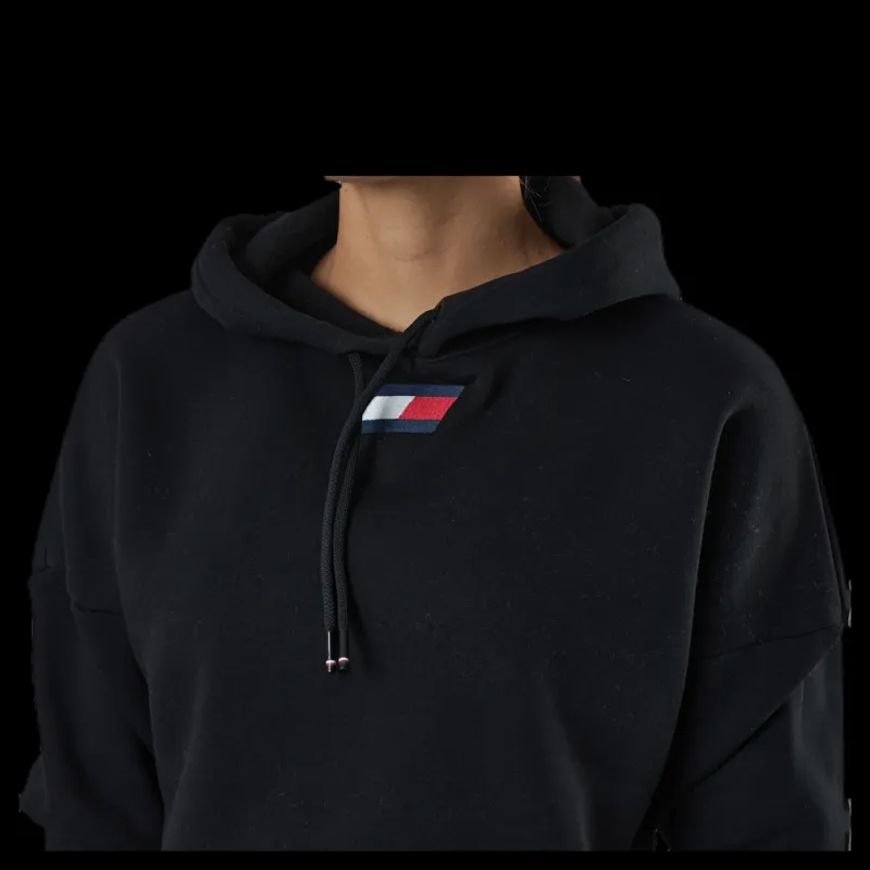 Tommy Hilfiger Sport Cropped Hoody Flag Logo Black Svart Best