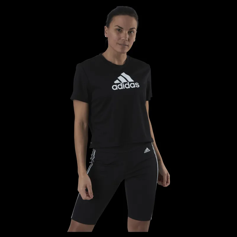 adidas Cropped Logo Sport T-Shirt Black / White Svart Outlet