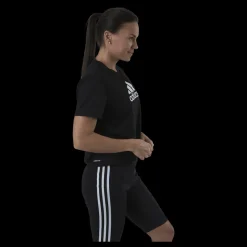 adidas Cropped Logo Sport T-Shirt Black / White Svart Outlet