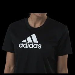 adidas Cropped Logo Sport T-Shirt Black / White Svart Outlet