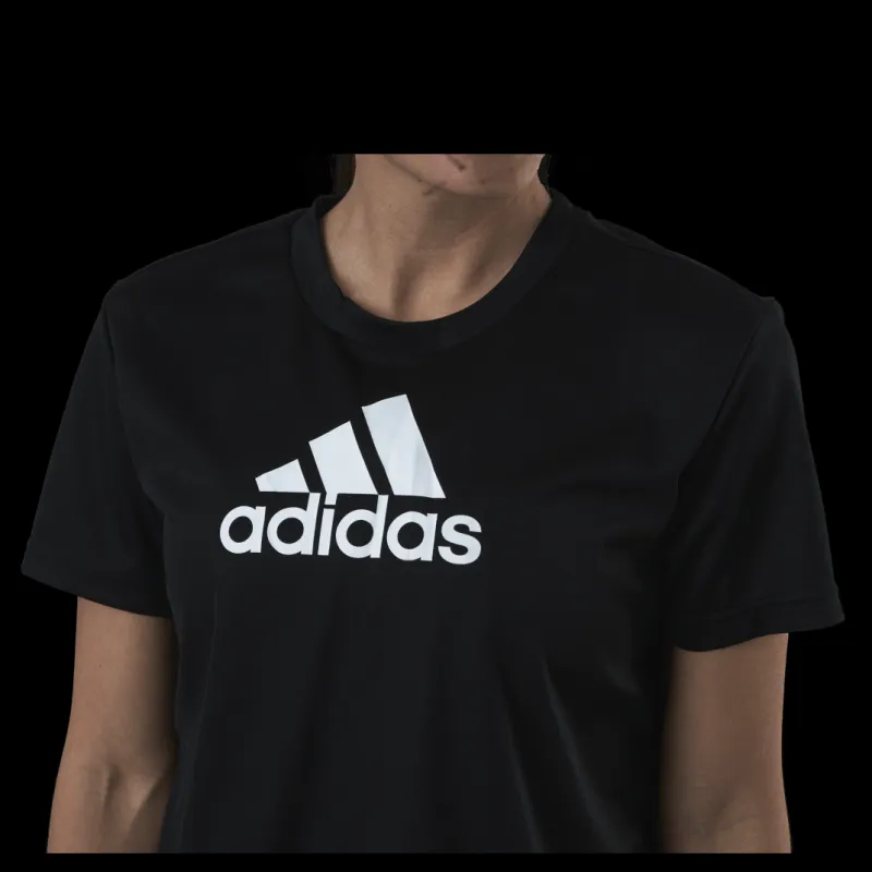 adidas Cropped Logo Sport T-Shirt Black / White Svart Outlet