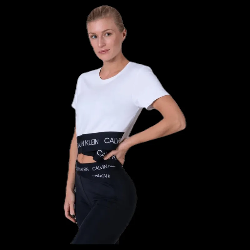 Calvin Klein Cropped Short Sleeve T-Shirt White Vit Sale