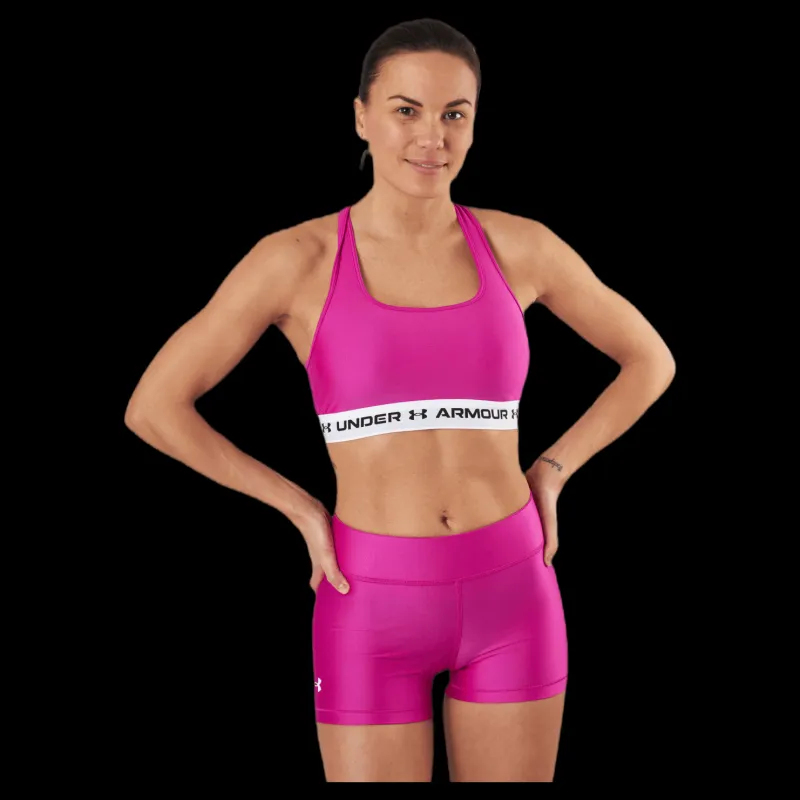 Hot Under Armour Crossback Mid Bra Pink Rosa