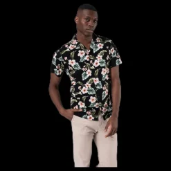 New Jack & Jones Dale Resort Shirt S/S One Pocket Black Svart
