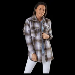 Only Deena-Oma L/S Check Shacket Cc Pnt White Vit New