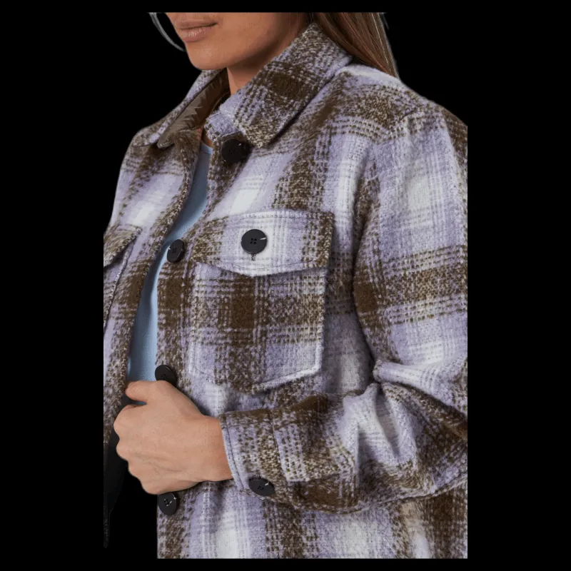 Only Deena-Oma L/S Check Shacket Cc Pnt White Vit New