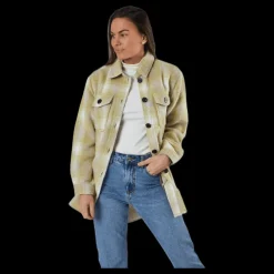 Only Deena-Oma L/S Check Shacket Cc Pnt White Vit