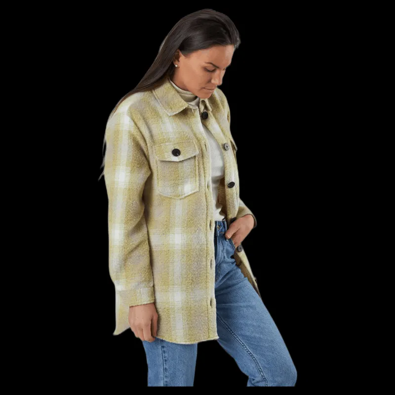 Only Deena-Oma L/S Check Shacket Cc Pnt White Vit