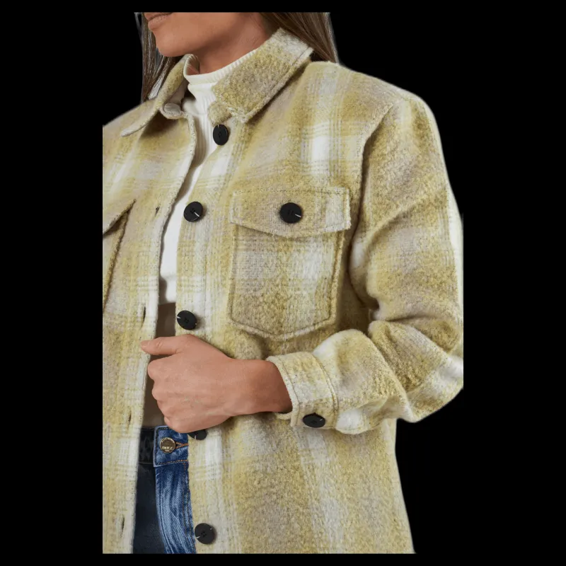 Only Deena-Oma L/S Check Shacket Cc Pnt White Vit