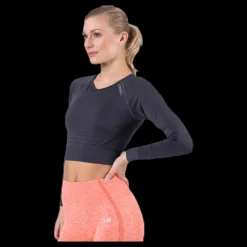 ICANIWILL Define Seamless L/S Crop Top Grey Grå Best