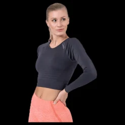 ICANIWILL Define Seamless L/S Crop Top Grey Grå Best