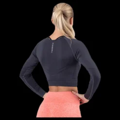 ICANIWILL Define Seamless L/S Crop Top Grey Grå Best