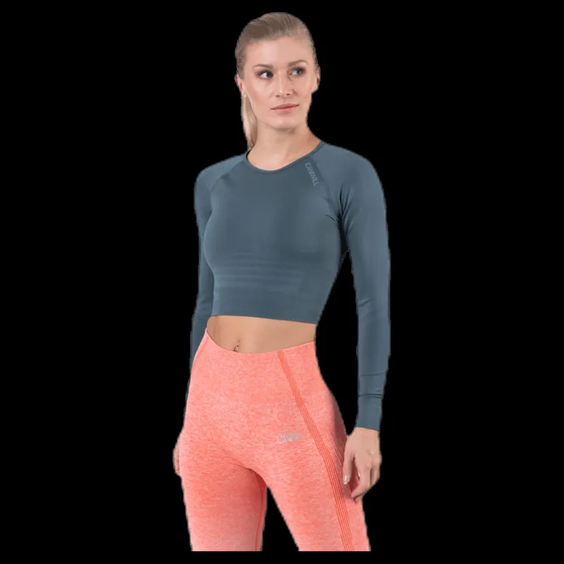 ICANIWILL Define Seamless L/S Crop Top Green Grön Online