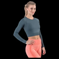 ICANIWILL Define Seamless L/S Crop Top Green Grön Online