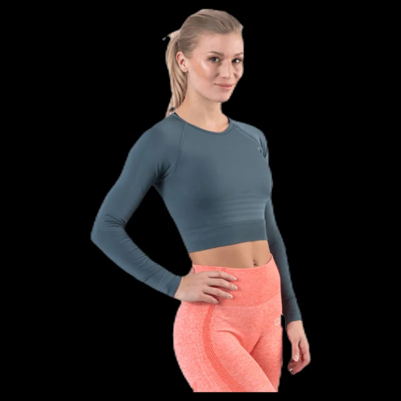 ICANIWILL Define Seamless L/S Crop Top Green Grön Online