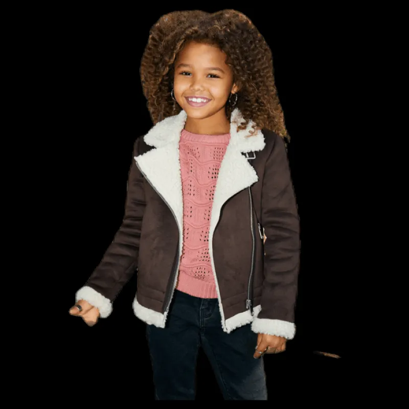 Kids Only Diana Bonded Aviator Jacket Brown Brun Discount