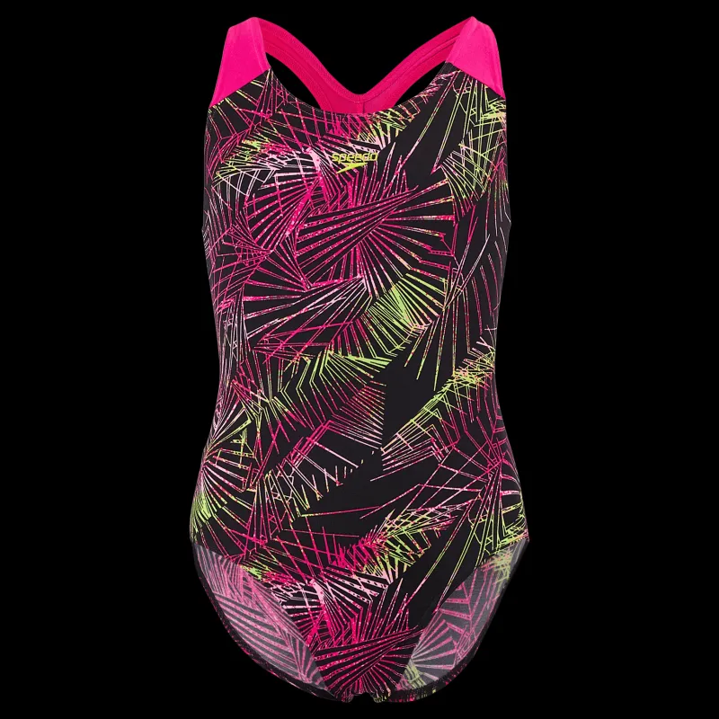 New Speedo Digital Placement Splashback J Black Electric Pink Flerfärgad