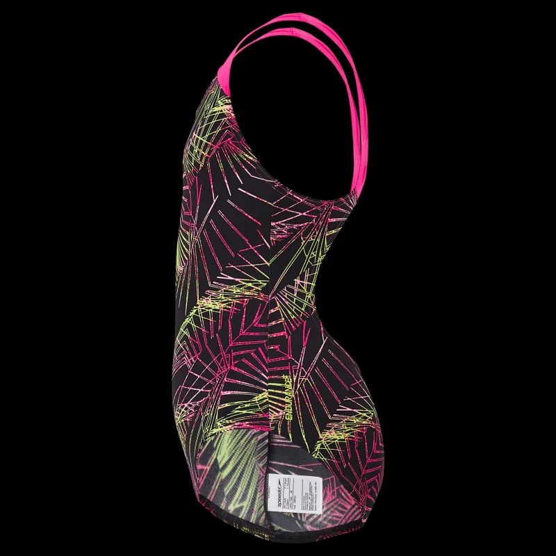 New Speedo Digital Placement Splashback J Black Electric Pink Flerfärgad